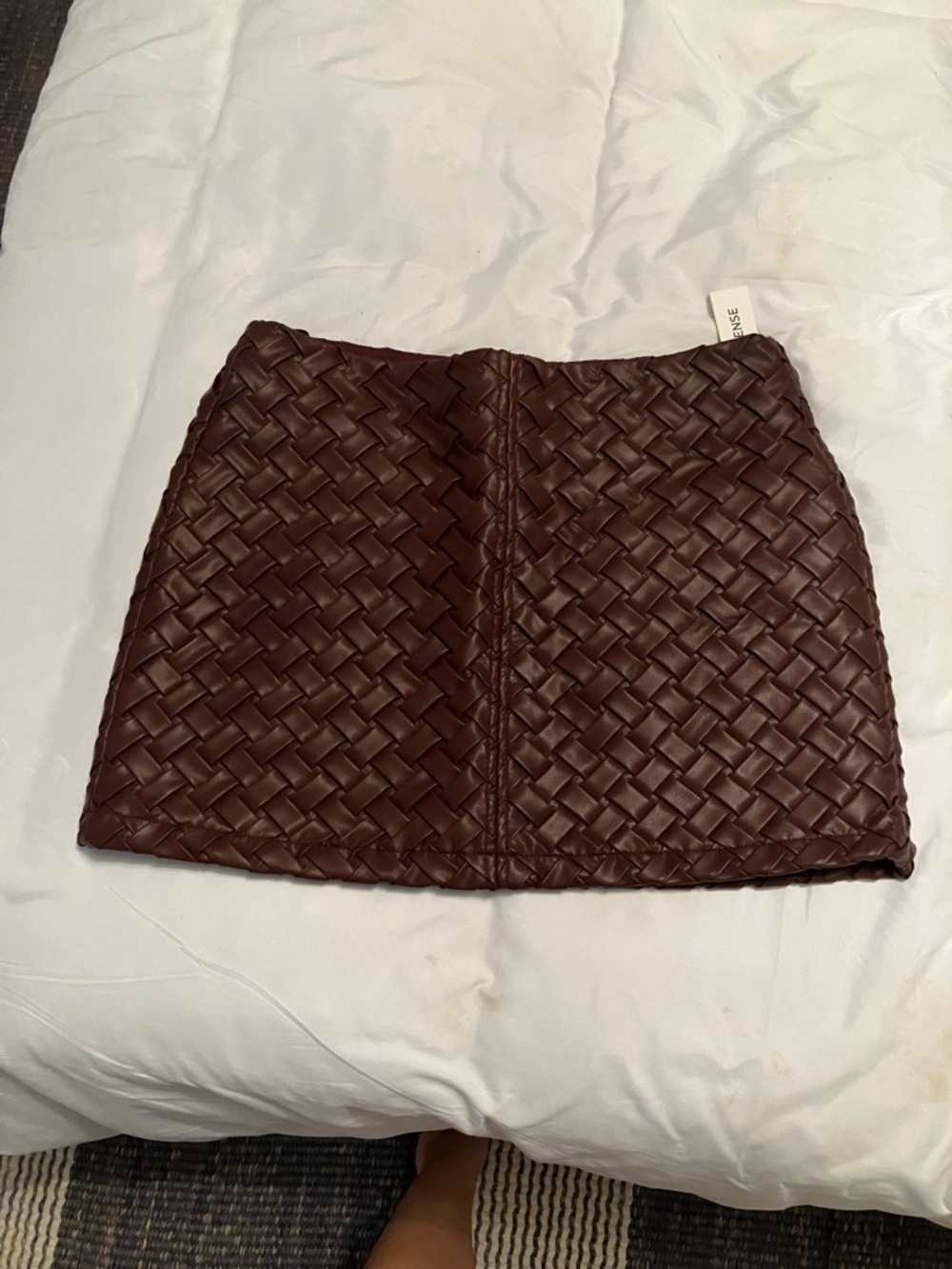 Commense Burgundy Quilted Mini Skirt
